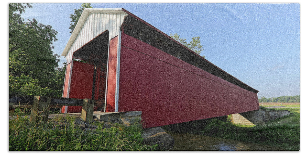Bridge Hand Towel featuring the photograph Scipio Indiana Covered Bridge by Steve Gass