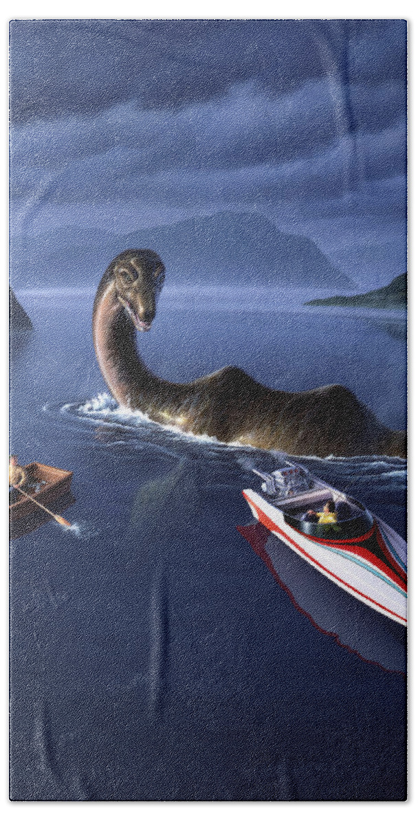 Loch Ness Monster Bath Sheet featuring the painting Scottish Cuisine by Jerry LoFaro
