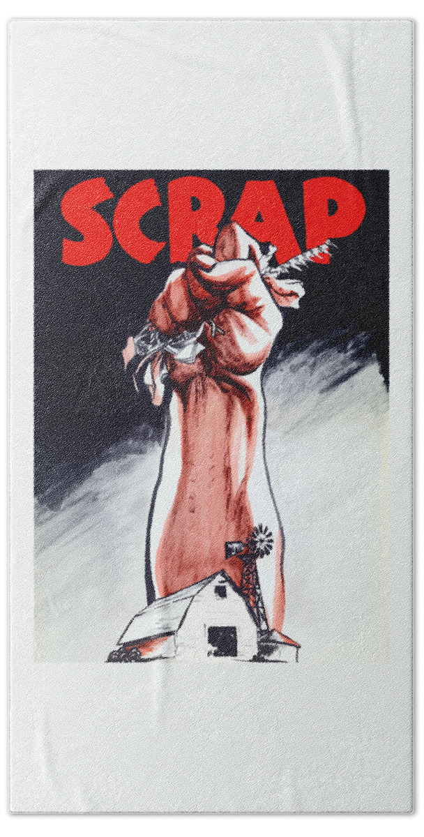 World War Ii Hand Towel featuring the painting Scrap - WW2 Propaganda by War Is Hell Store