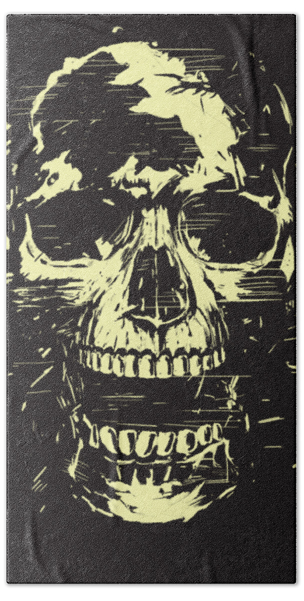 Skull Bath Sheet featuring the mixed media Scream by Balazs Solti