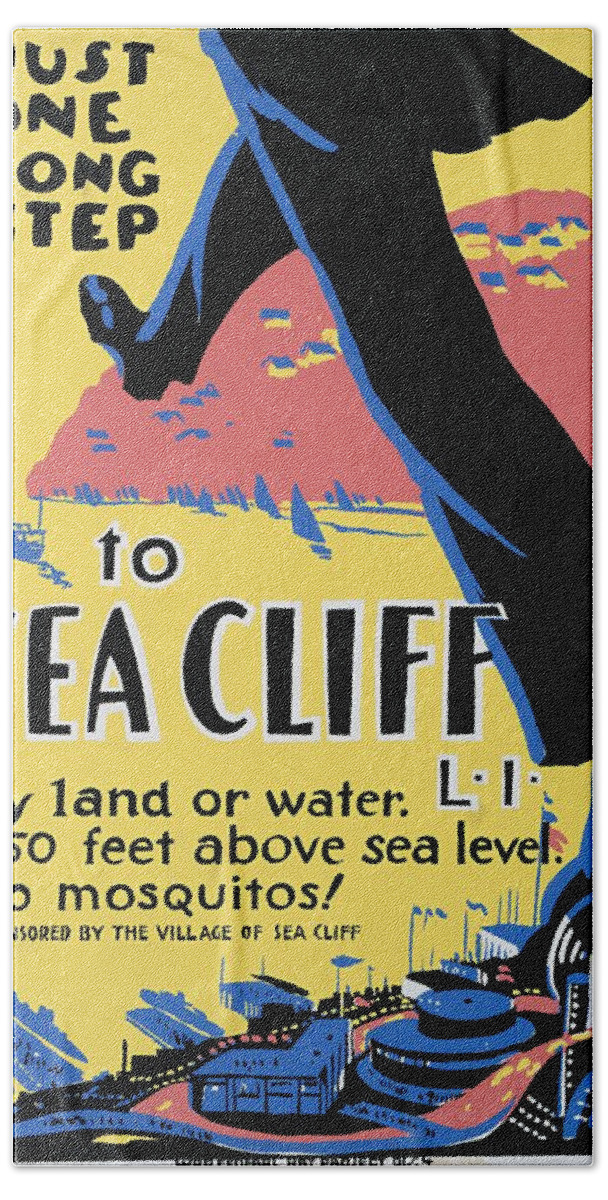 Poster Bath Towel featuring the painting Sea Cliff Long Island poster 1939 by Vincent Monozlay