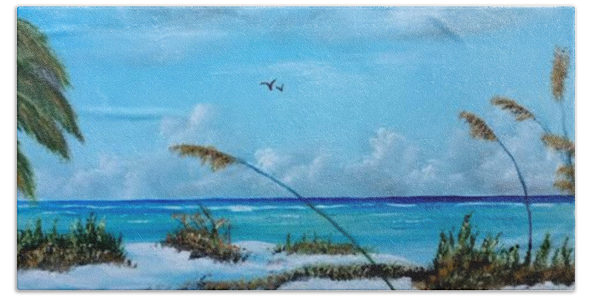 Sea Grass Bath Towel featuring the painting Sea Grass On The Key by Lloyd Dobson