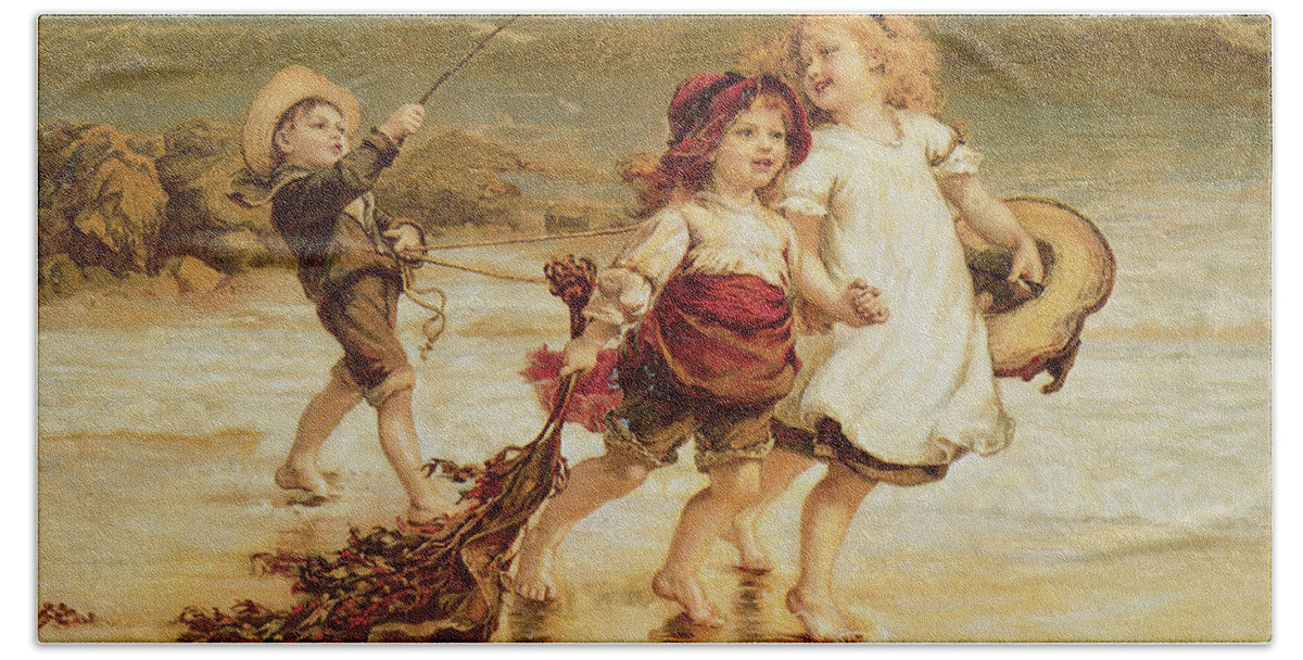 Sea Bath Towel featuring the painting Sea Horses by Frederick Morgan