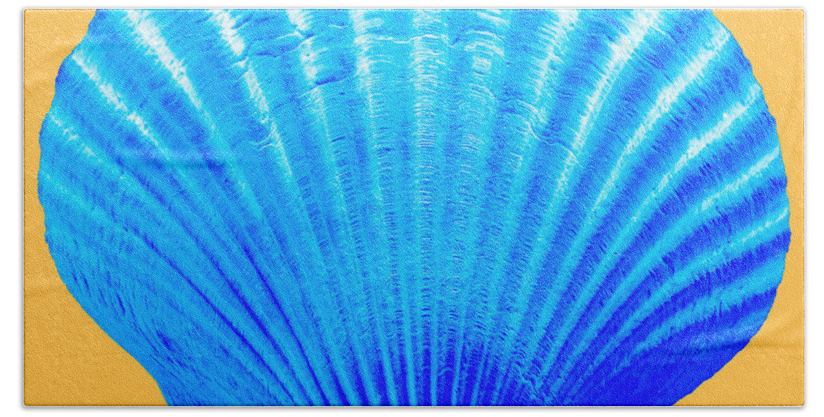 Sea Bath Towel featuring the photograph Sea Shell blue and gold by WAZgriffin Digital
