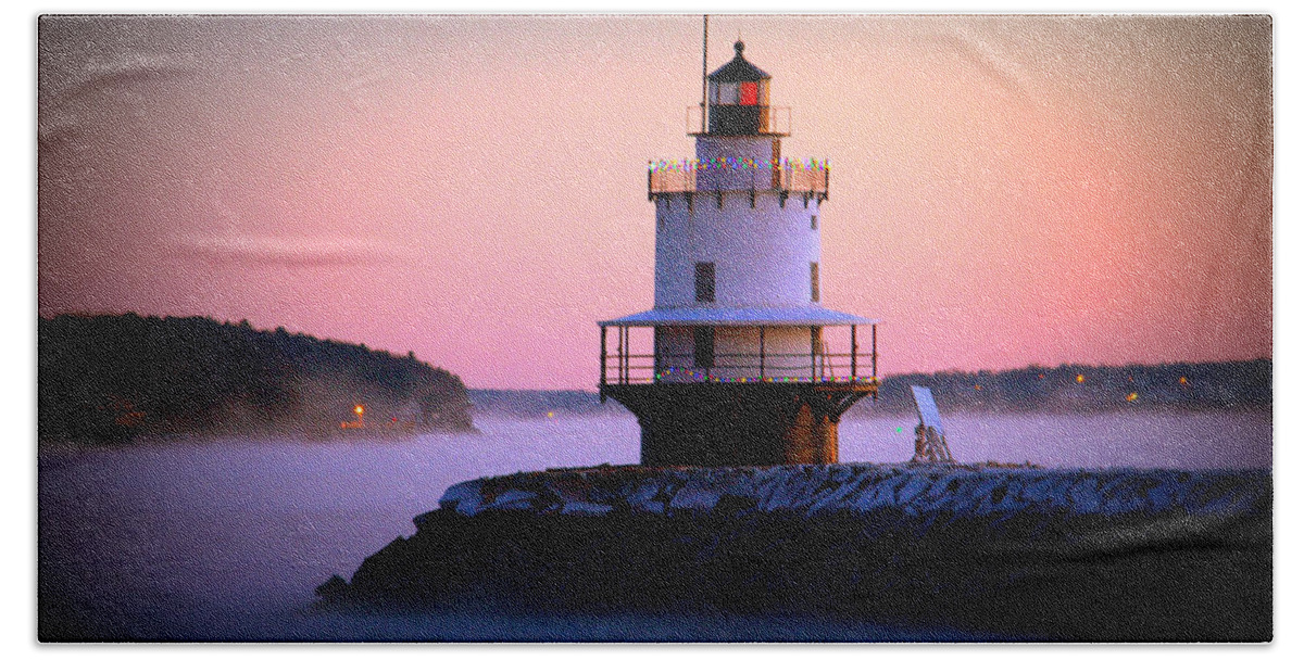 Sea Smoke Hand Towel featuring the photograph Sea Smoke at Spring Point by Colleen Phaedra