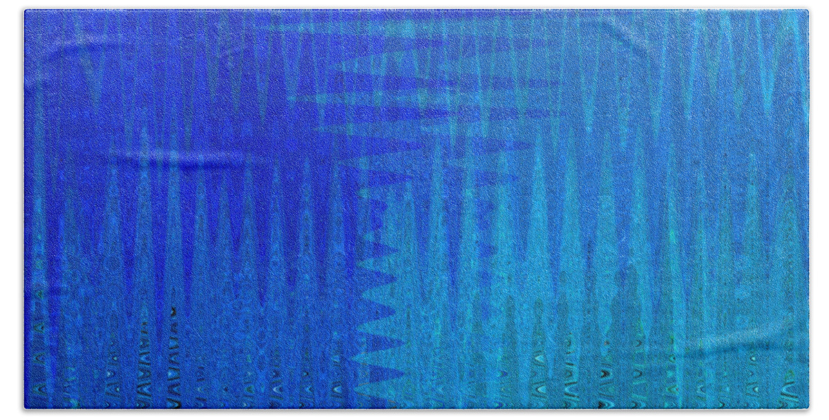Digital Bath Towel featuring the digital art Sea Song Blue on Blue by Stephanie Grant