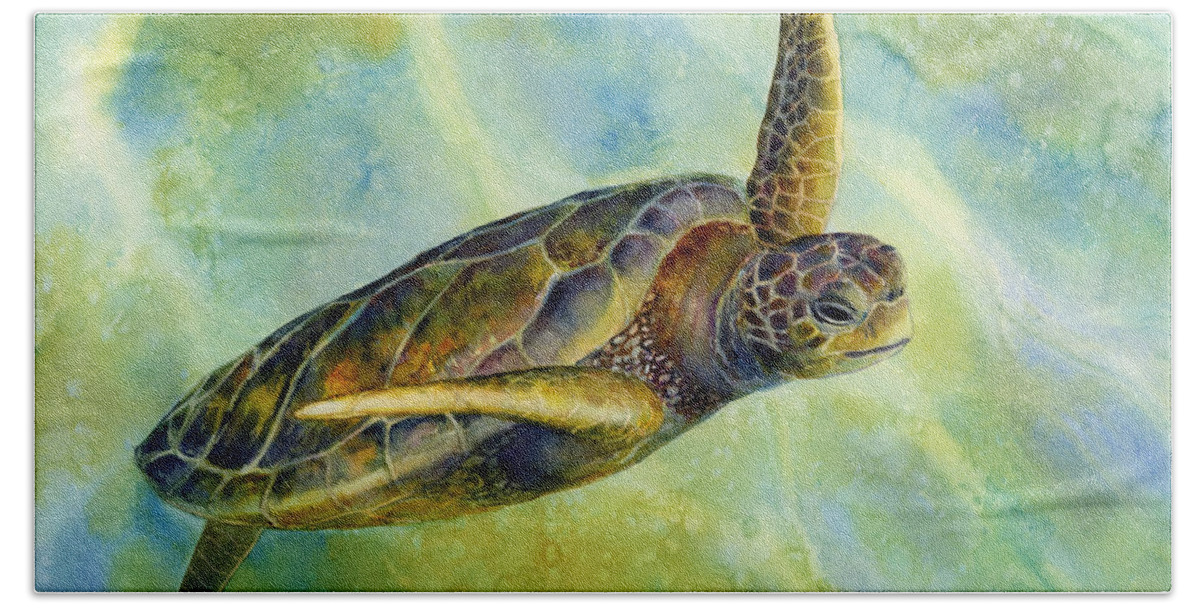 Underwater Bath Towel featuring the painting Sea Turtle 2 by Hailey E Herrera