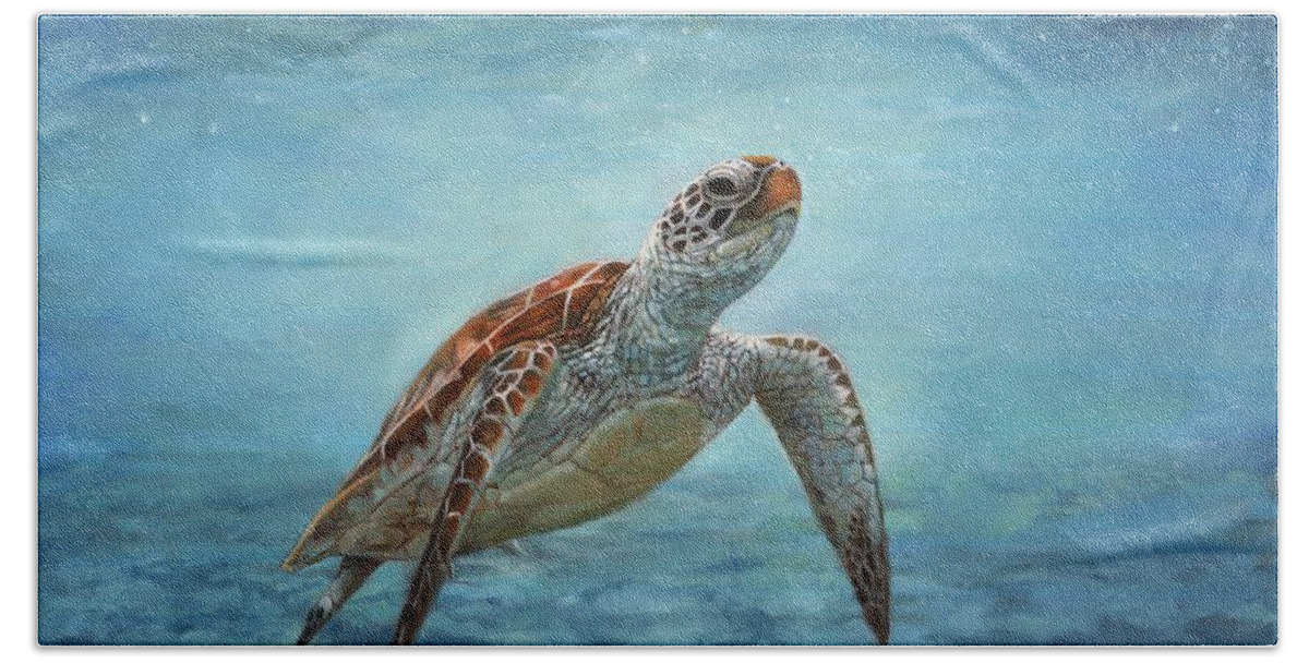 Sea Turtle Bath Towel by David Stribbling - Pixels Merch