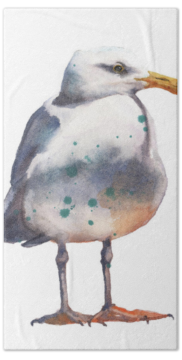Seagull Bath Towel featuring the painting Seagull Print by Alison Fennell