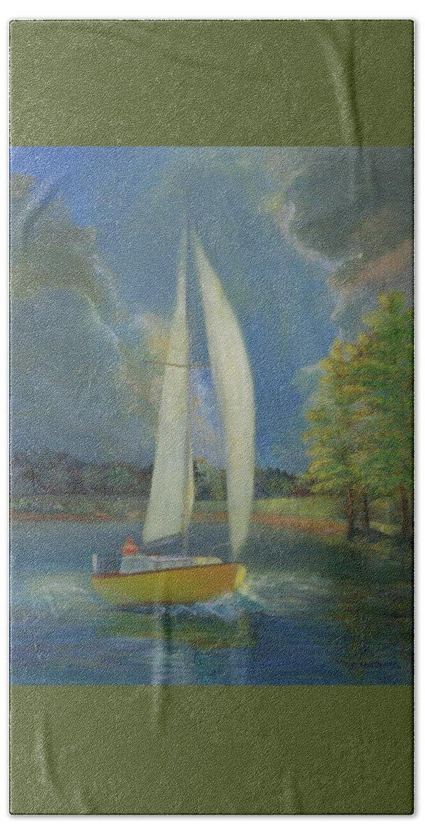 Oil Painting Hand Towel featuring the painting Seas the Day by Susan Hensel