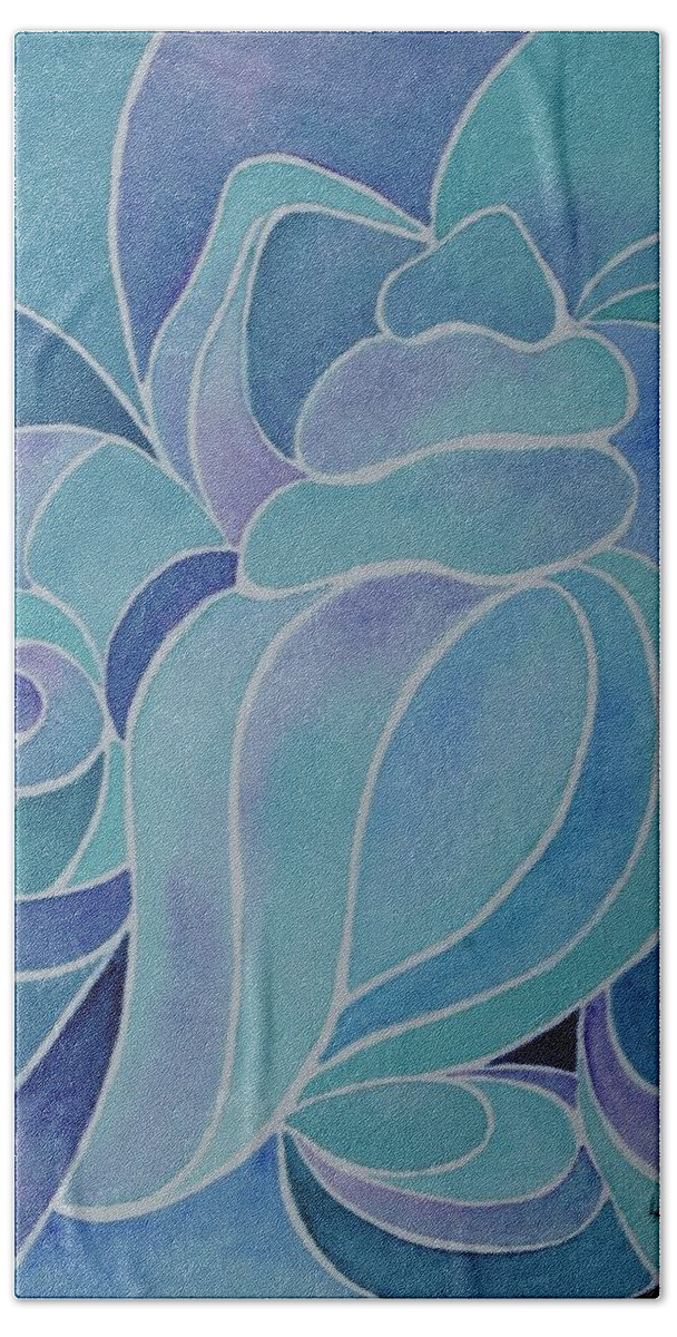Seashell Bath Towel featuring the painting Seashell Abstract 1 by Lael Rutherford