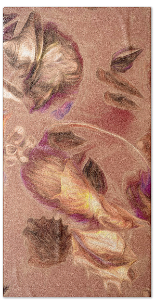 Shells Bath Towel featuring the mixed media Seashell Medley in Pale Orange by Lynda Lehmann