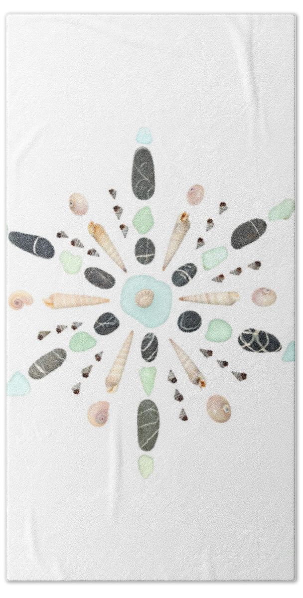 Shell Art Hand Towel featuring the photograph Seashell Snowflake 5 by Jennifer Booher