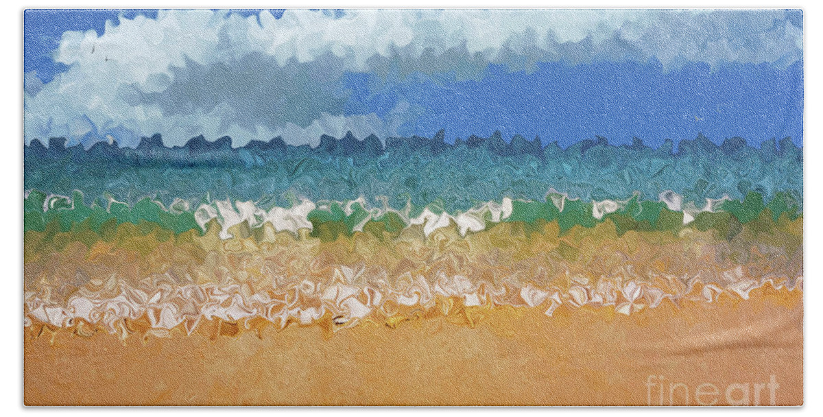 Digital Art Bath Towel featuring the digital art Seashore Abstract by Kaye Menner by Kaye Menner
