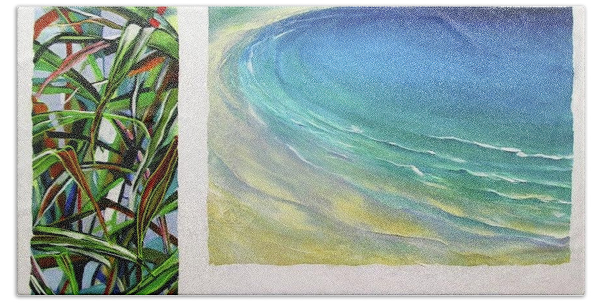 Surf Hand Towel featuring the painting Seaside Memories by Chris Hobel