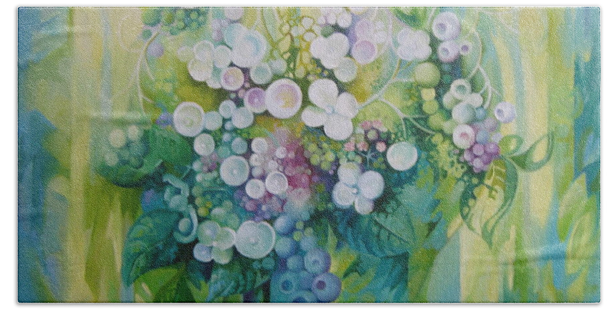 Flowers Bath Towel featuring the painting Season by Elena Oleniuc