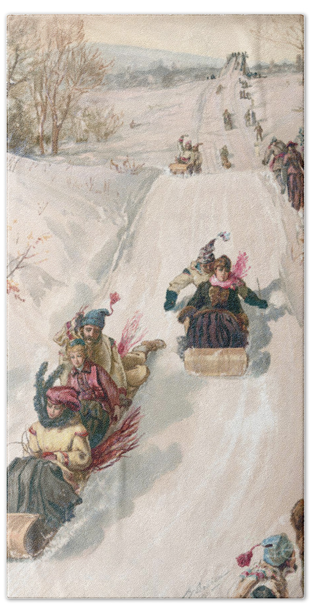 History Hand Towel featuring the photograph Seasons Greetings, Happy Holidays, 1886 by Science Source