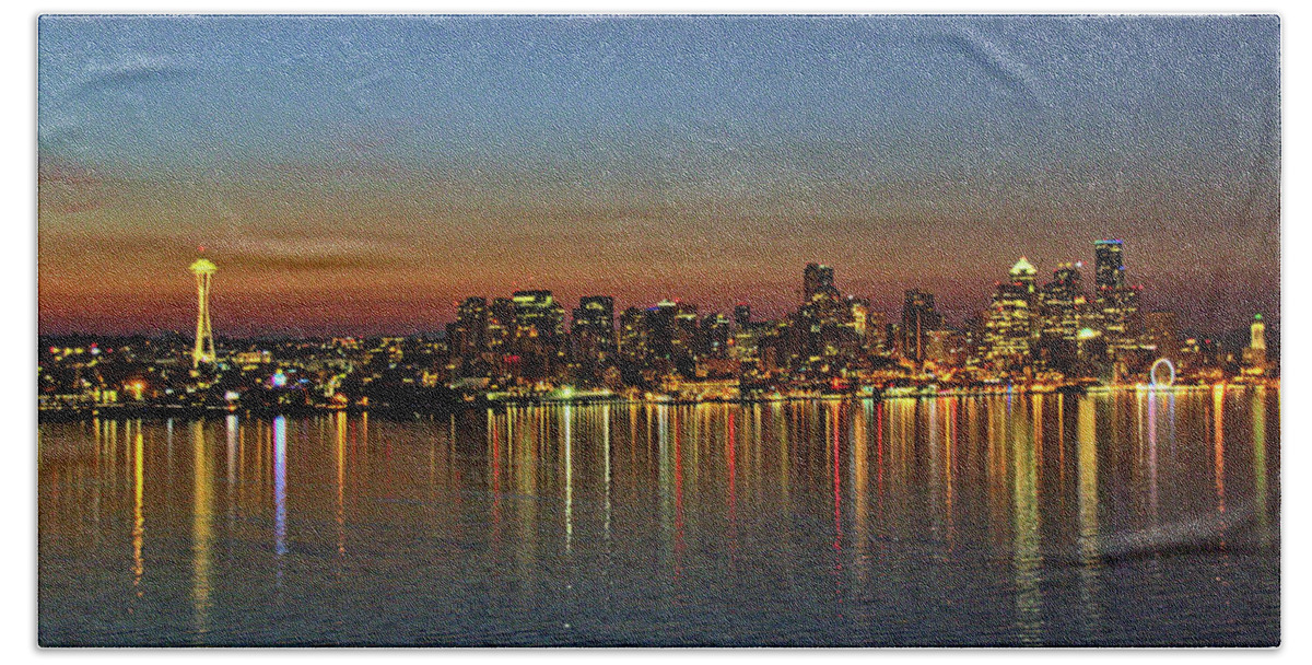 Seattle Bath Sheet featuring the photograph Seattle Skyline by John Dauer