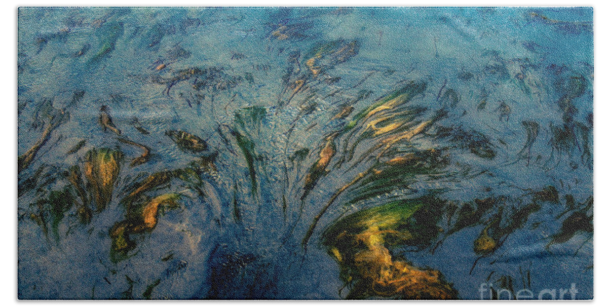 Algae Bath Sheet featuring the photograph Seaweed Islands by Venetta Archer
