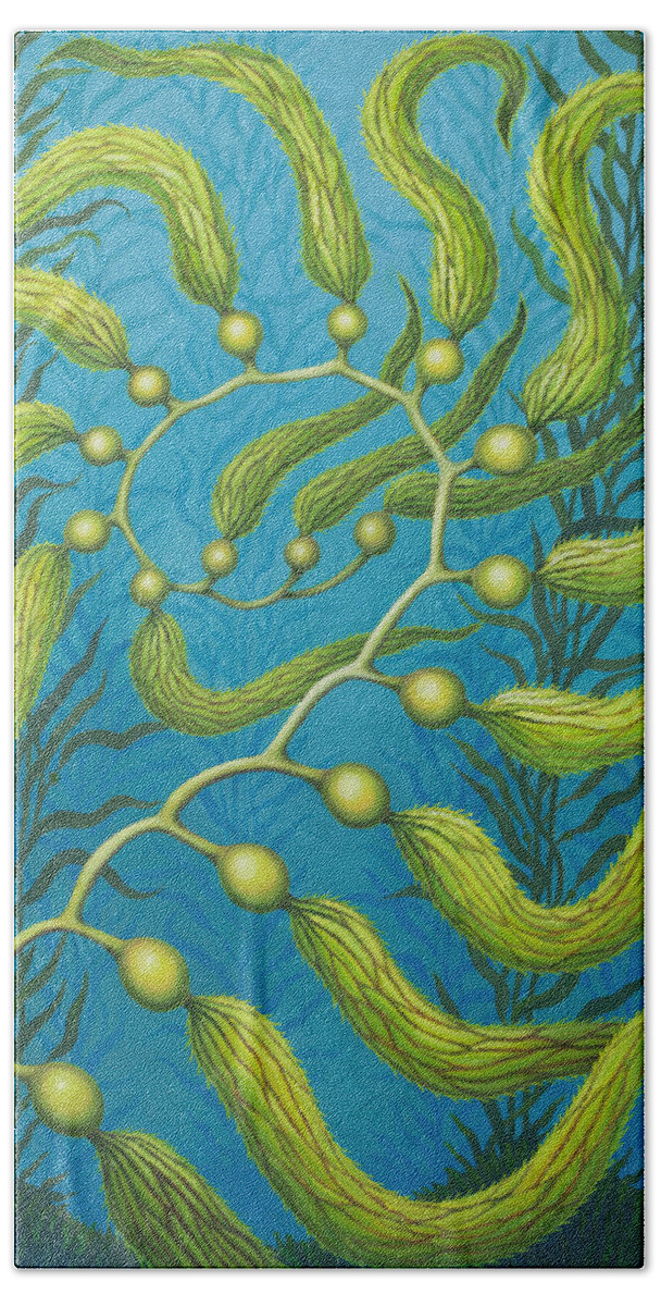 Seaweed Hand Towel featuring the painting Seaweed Spiral by Tish Wynne