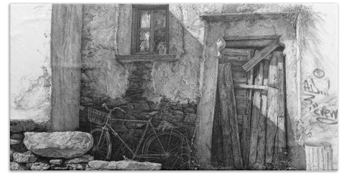 Drawing Bath Towel featuring the photograph Secret of the Closed Doors 2 by Sergey Gusarin