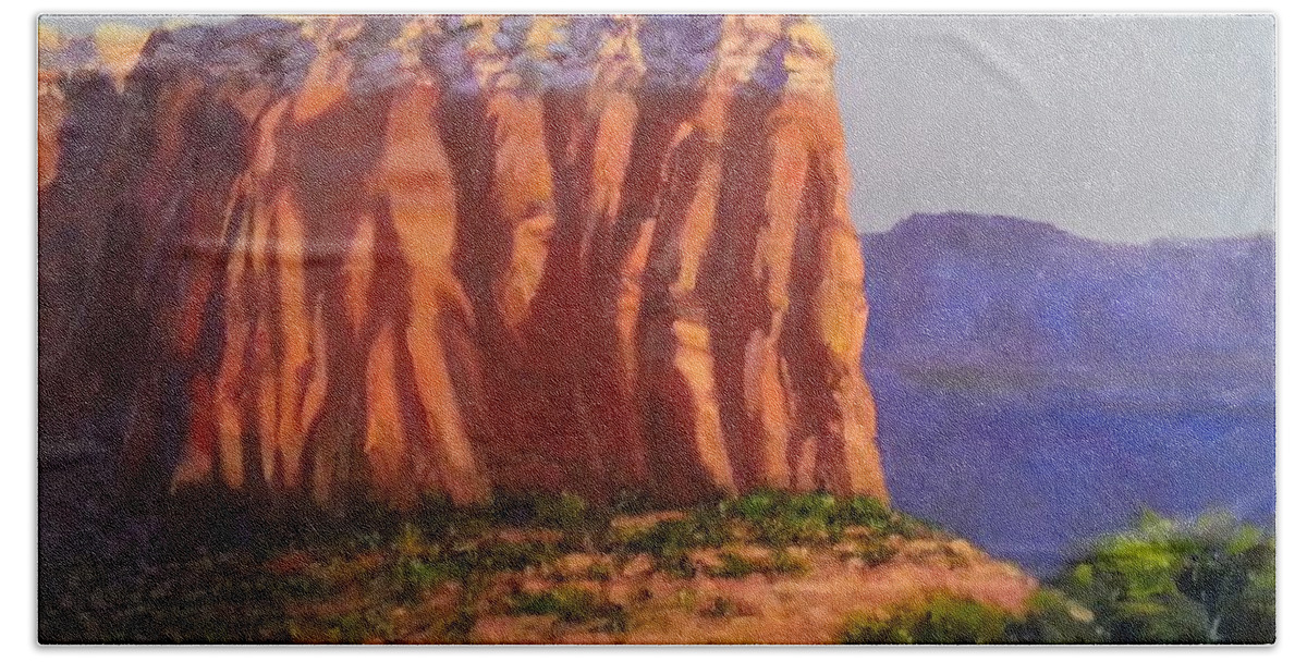  Hand Towel featuring the painting Sedona Red Rocks by Jessica Anne Thomas