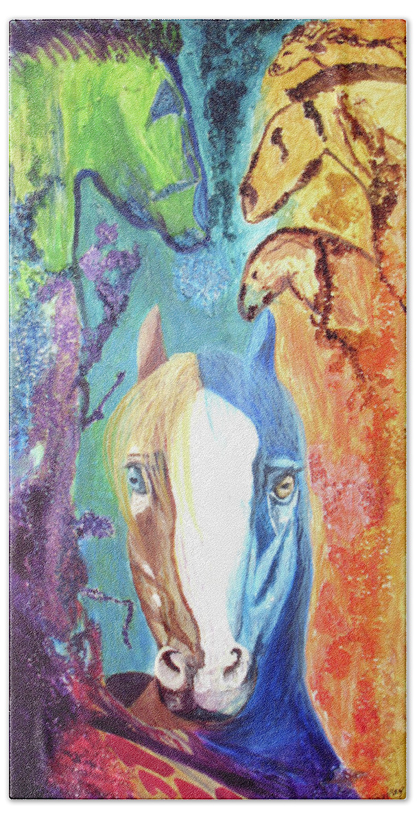 Endangered Species Bath Towel featuring the painting See Horses by Toni Willey