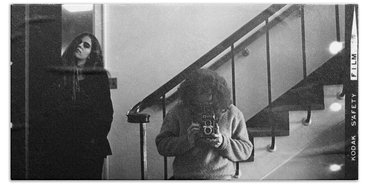 Self-portrait Bath Towel featuring the photograph Self-Portrait, with Woman, in Mirror, Full Frame, 1972 by Jeremy Butler