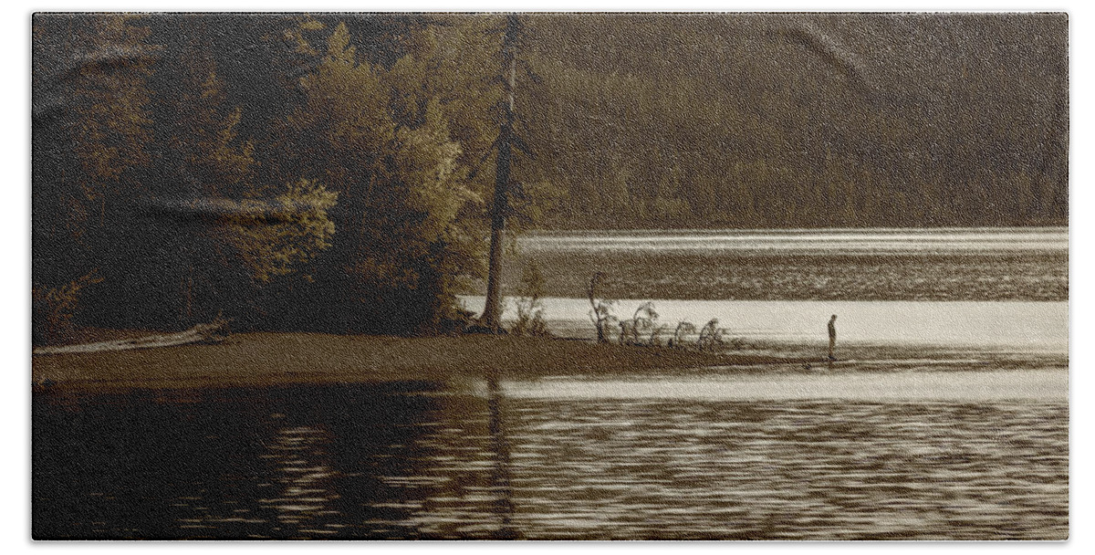 Lake Hand Towel featuring the photograph Self Reflection on the Lake by Rick Strobaugh