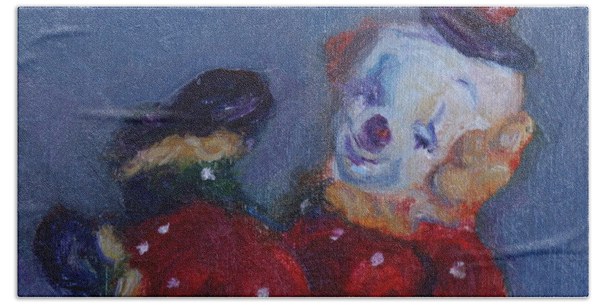 Original Fine Art Hand Towel featuring the painting Send in the Clowns by Quin Sweetman