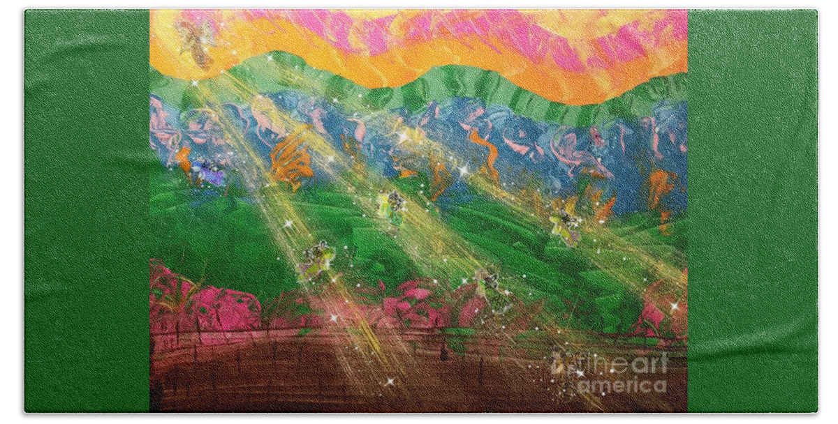 Angels Bath Towel featuring the mixed media Sending Some Sonshine by Diamante Lavendar