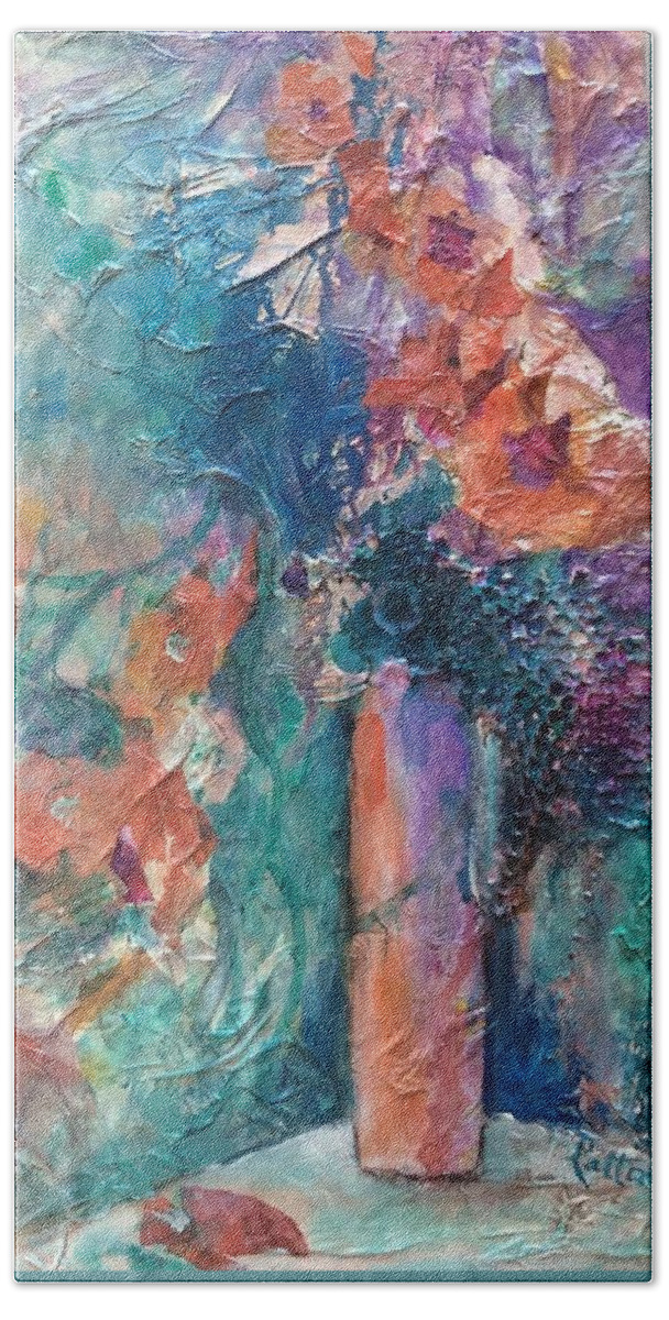Floral Bouquet Bath Towel featuring the painting Serenade by Karen Ann Patton
