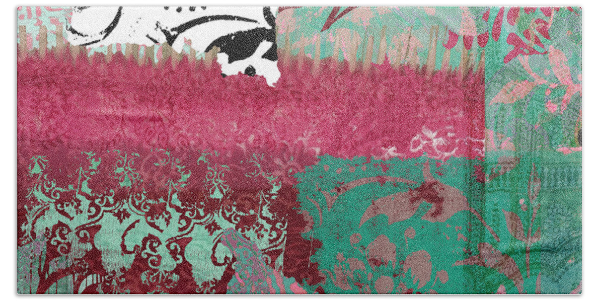 Fabric Hand Towel featuring the painting Serendipity Damask Batik I by Mindy Sommers