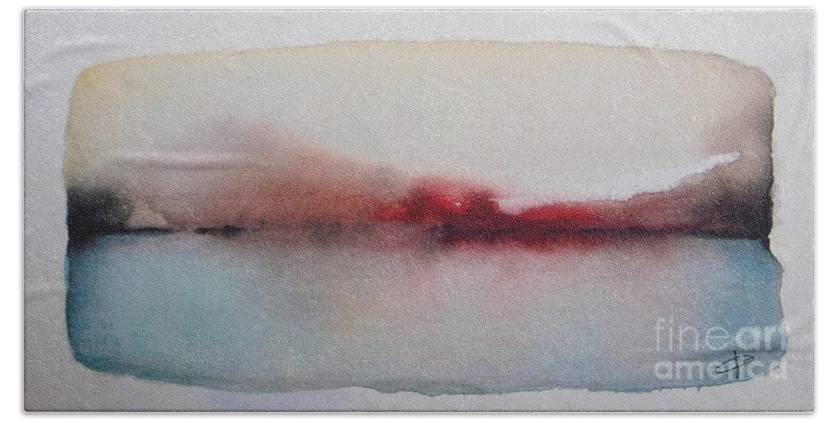 Watercolor Hand Towel featuring the painting Serenity of the Lake by Vesna Antic