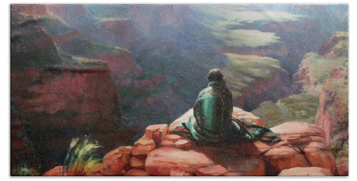 Southwest Bath Sheet featuring the painting Serenity by Steve Henderson