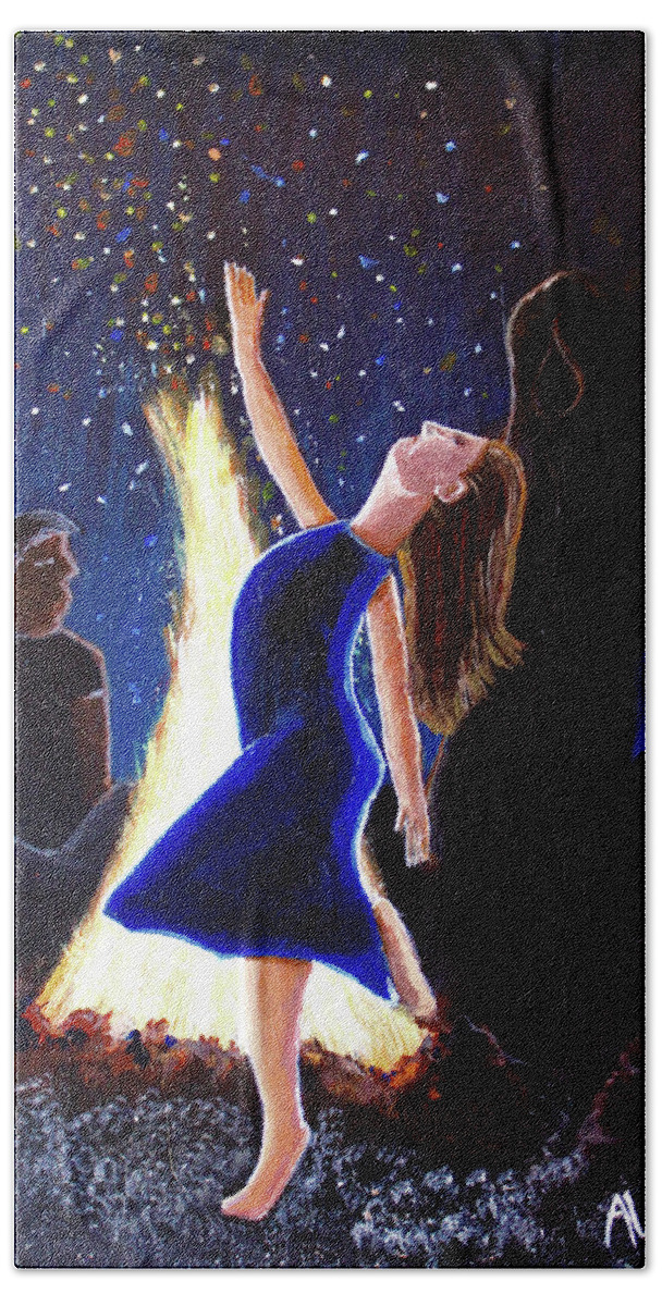 Painting Hand Towel featuring the painting Setting on fire by April Burton