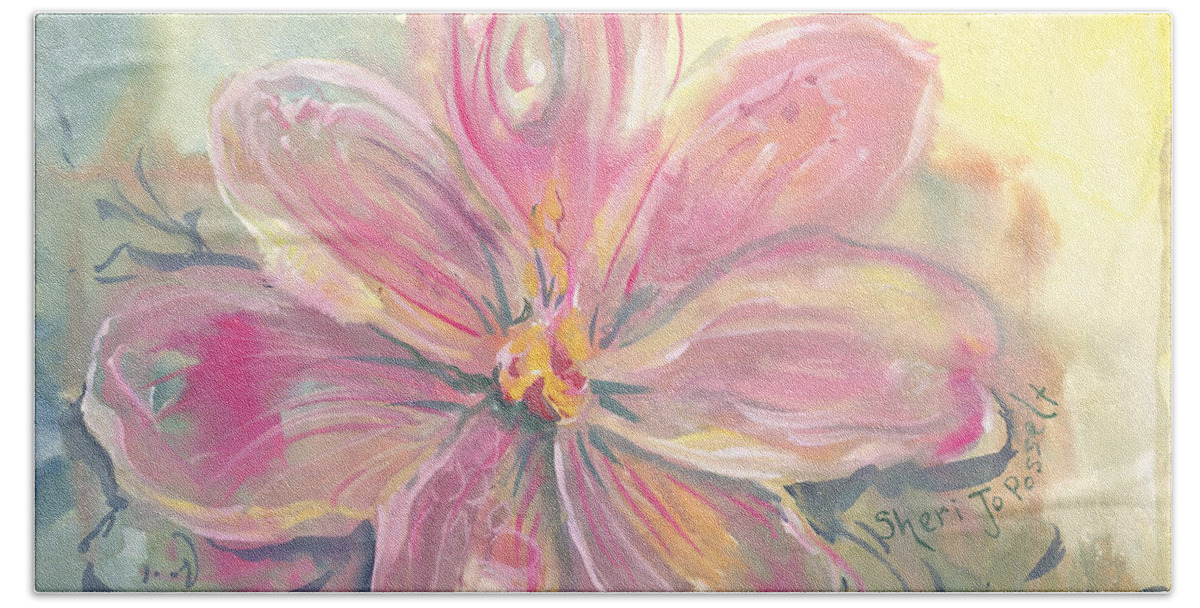 Intuitive Painting Bath Towel featuring the painting Seven Petals by Sheri Jo Posselt