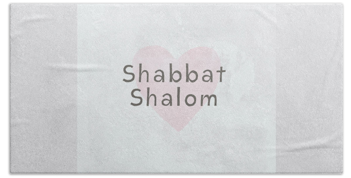 Heart Bath Towel featuring the mixed media Shabbat Shalom Soft Heart- Art by Linda Woods by Linda Woods