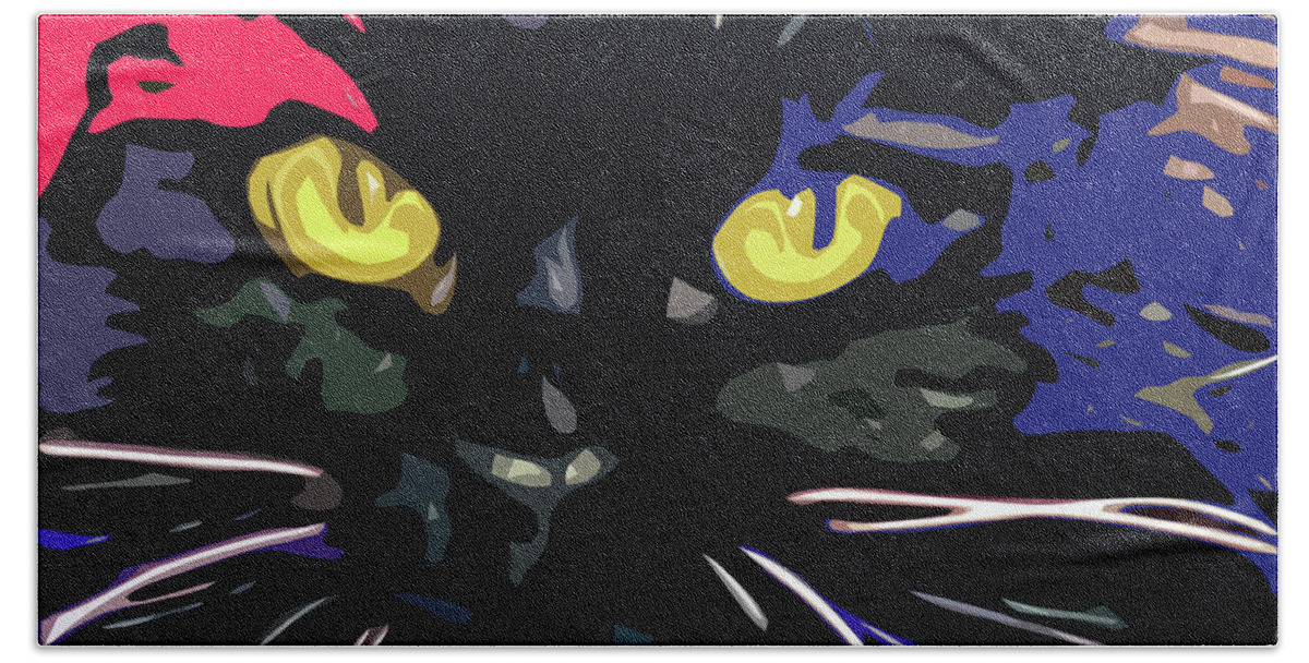 Cat Bath Towel featuring the digital art Shadow Cat by David G Paul