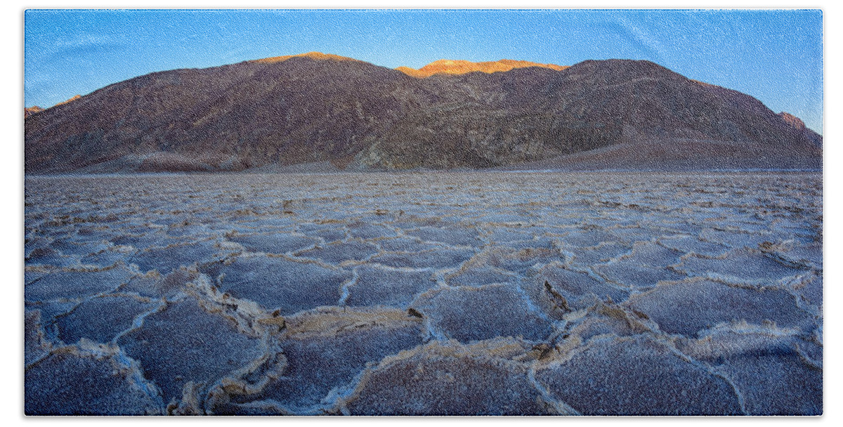 Badwater Bath Towel featuring the photograph Shadows Fall Over Badwater by Mark Rogers