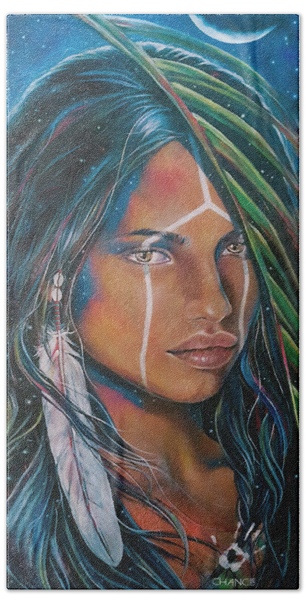 Emotional Bath Towel featuring the painting Shamanic Feelher by Robyn Chance