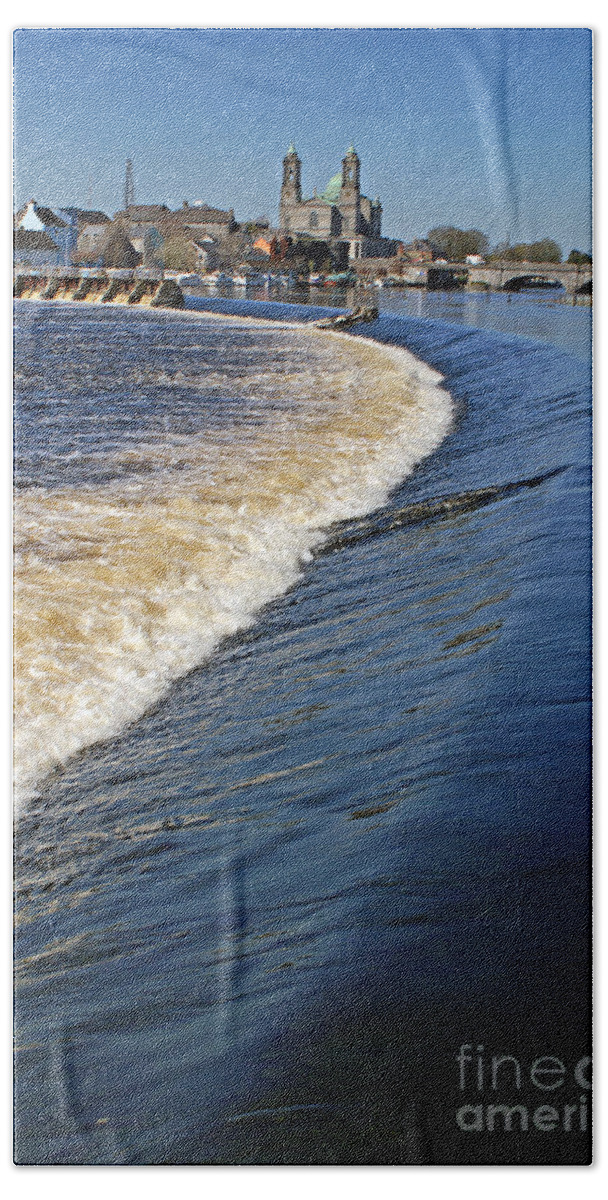 River Hand Towel featuring the photograph Shannon Weir at Athlone by David Birchall