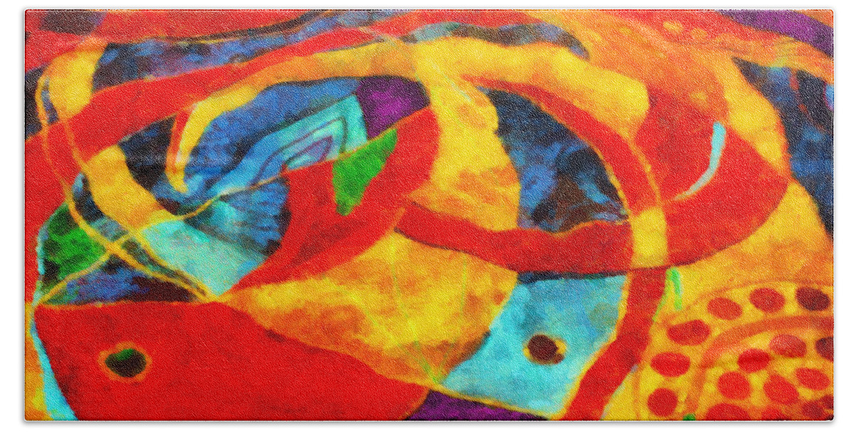 Shapes And Colors Hand Towel featuring the painting Shapes and colors by George Rossidis