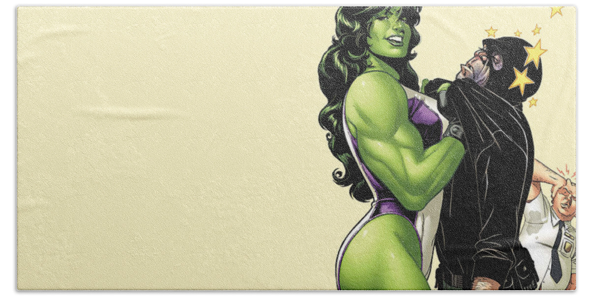 She-hulk Bath Towel featuring the digital art She-Hulk by Maye Loeser