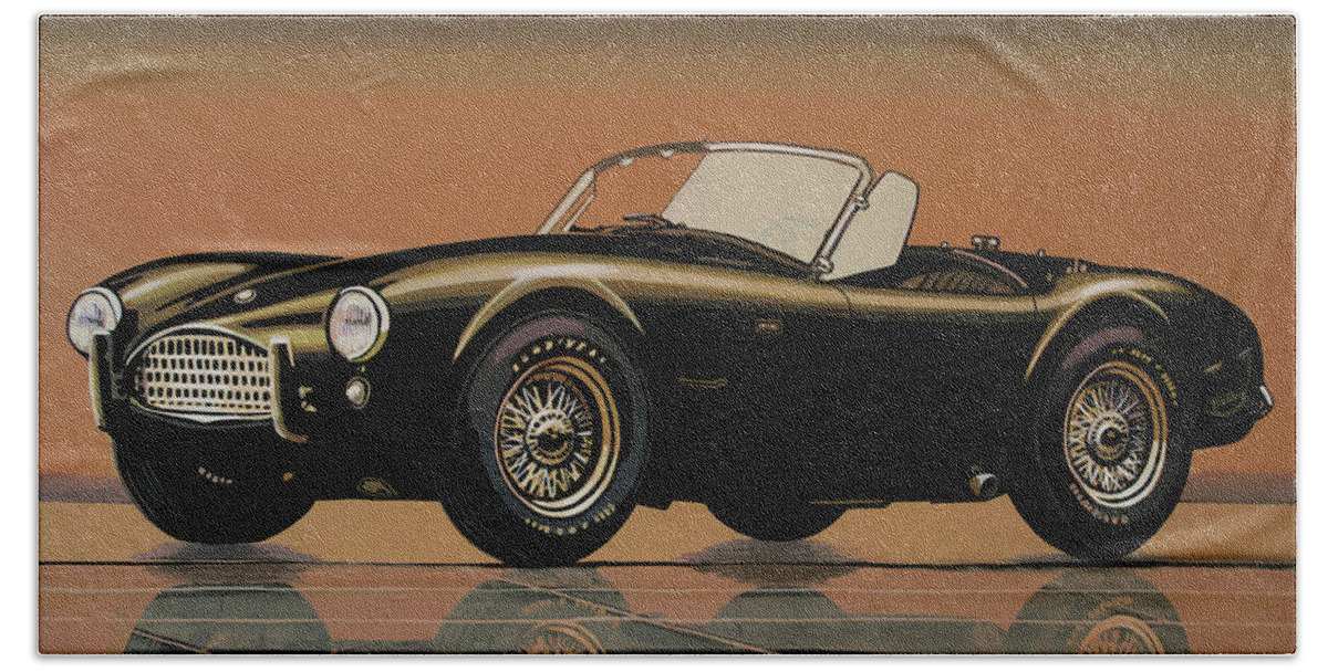 Shelby Cobra Bath Towel featuring the painting Shelby Cobra 1962 Painting by Paul Meijering