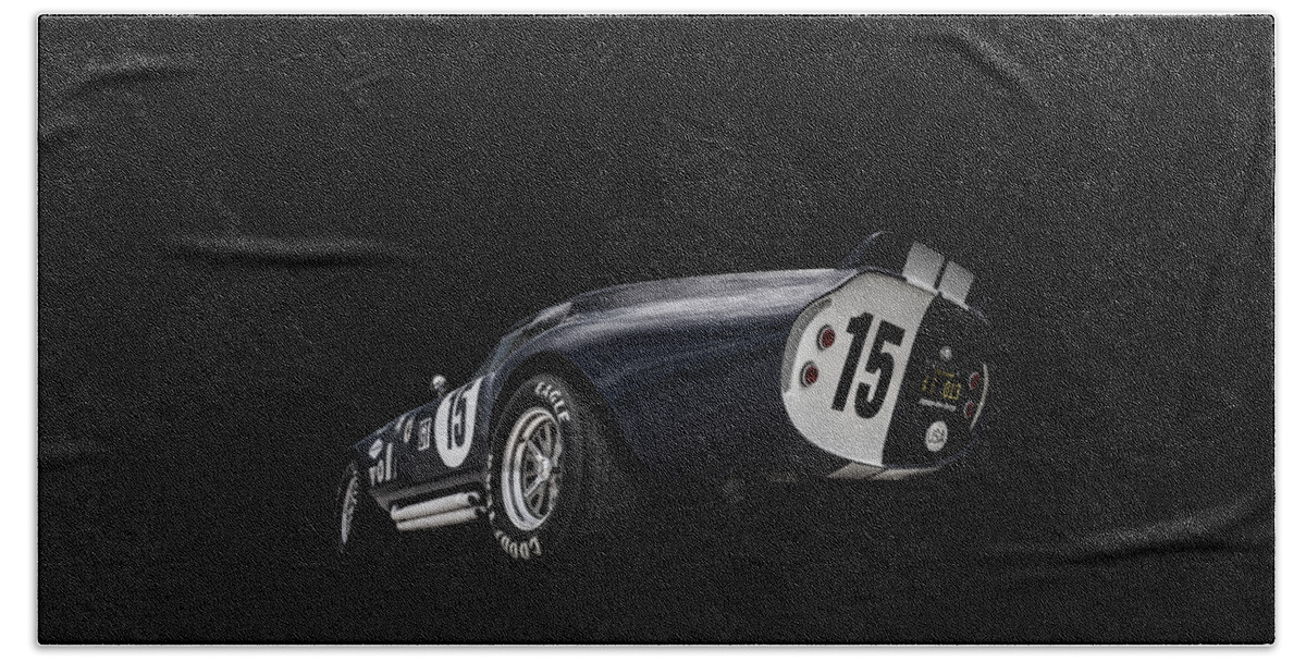 #faatoppicks Daytona Cobra Racing Sports Car Coupe Motor Sports Automotive Auto Transportation Transport Car Bath Towel featuring the digital art Daytona by Douglas Pittman