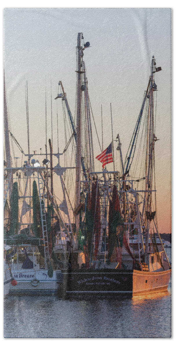 Shem Creek Bath Towel featuring the photograph Shem Creek Gold by Donnie Whitaker