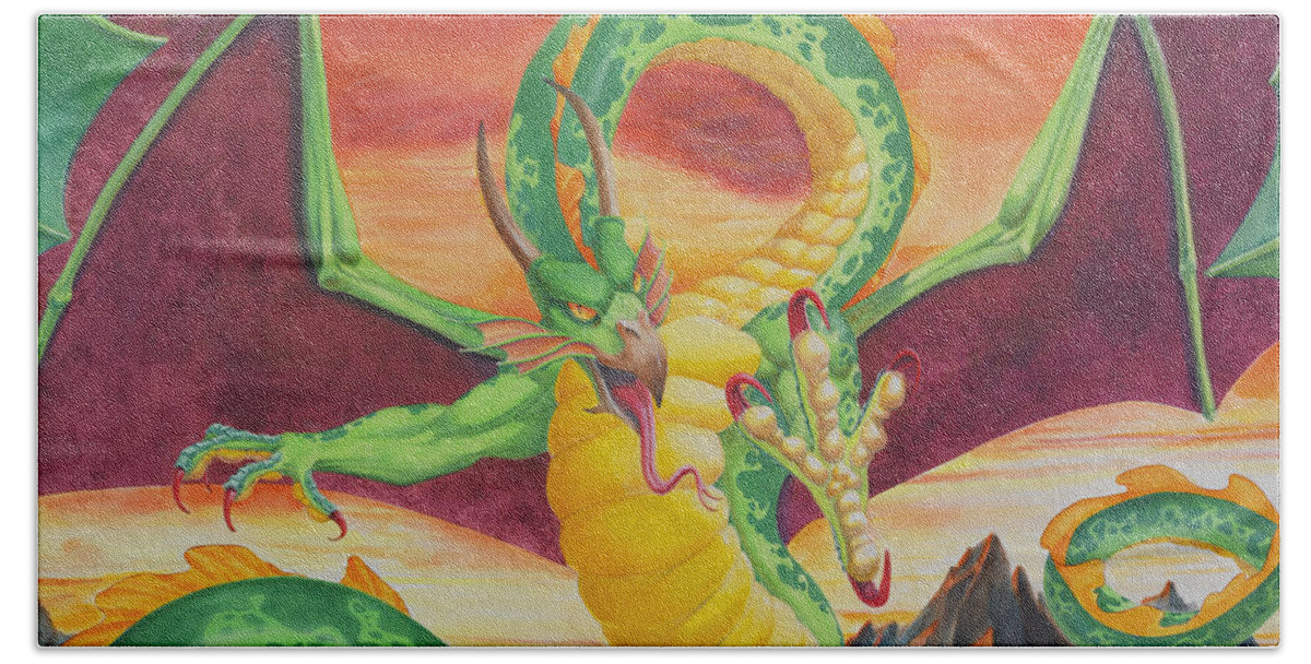 Dragon Hand Towel featuring the painting Shivan Dragon 3.0 by Melissa A Benson