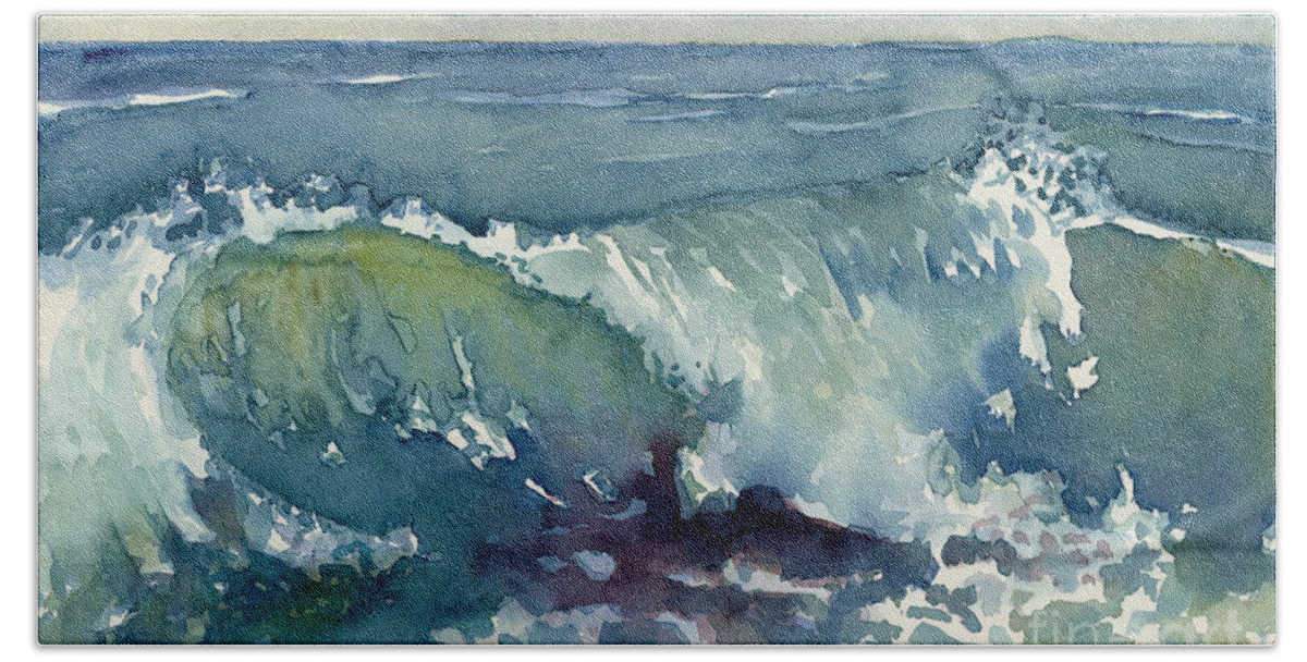 Wave Hand Towel featuring the painting Shore Break by Amy Kirkpatrick