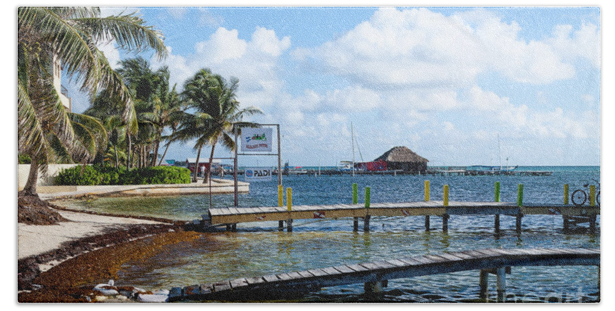 Ambergris Caye Hand Towel featuring the photograph Shoreline by Lawrence Burry